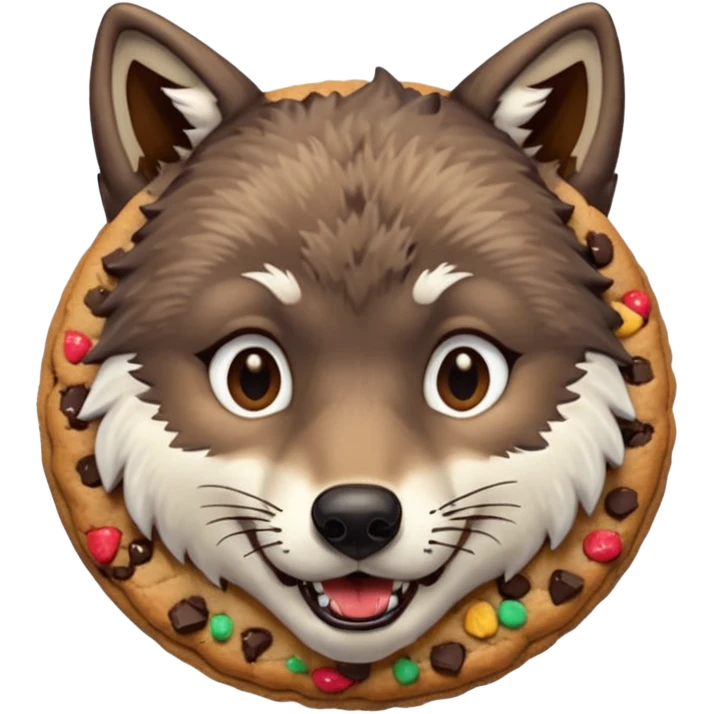 Wolf face eating cookie emoji