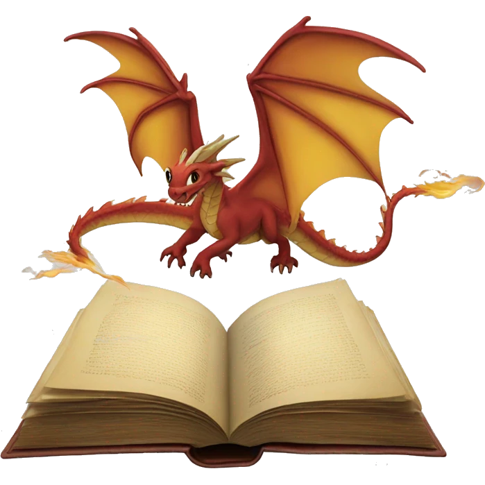 dragons flying out of book emoji