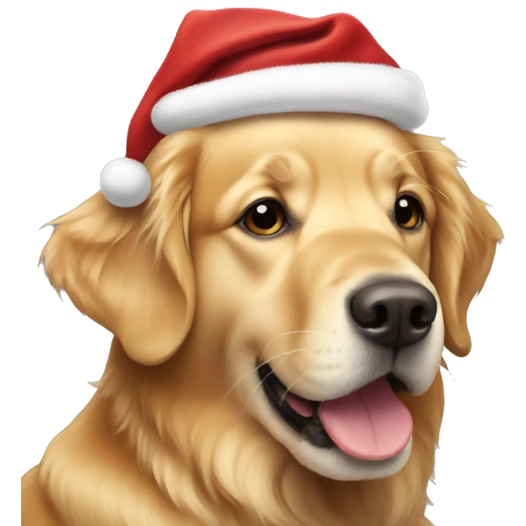 Golden retriever with a christmas hat  emoji