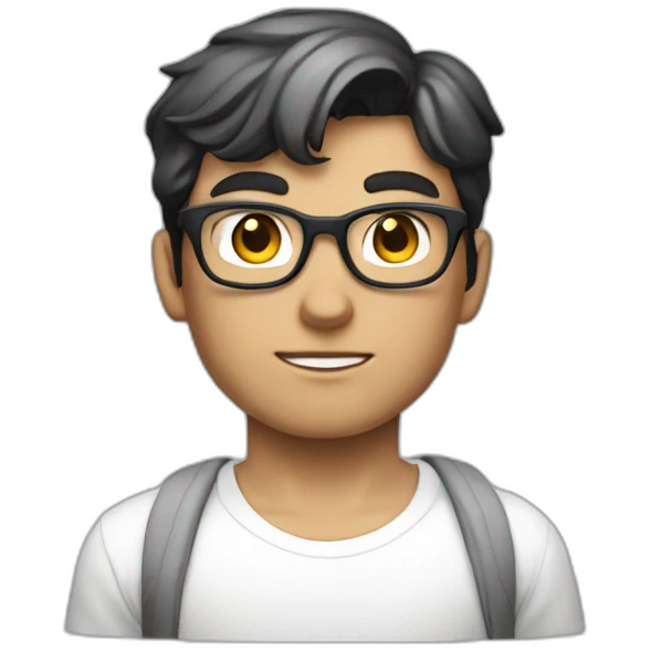 front view of young clark kent wearing white t-shirt using a mac emoji