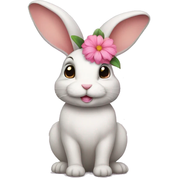 Bunny with pink flower on her head  emoji