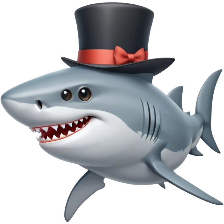 Shark with a top hat emoji