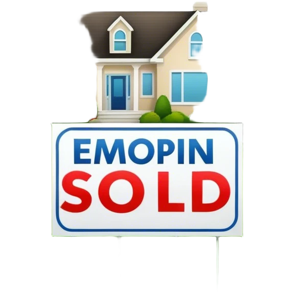 For sale lawn sign with sold emoji