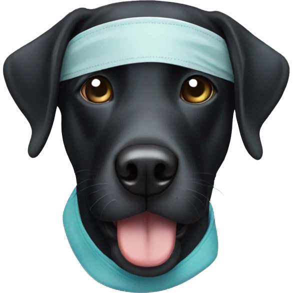 Black Lab wearing eye mask emoji