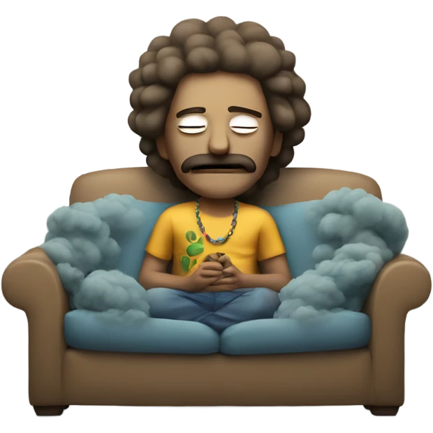 Hippie dude lying on a couch with smoke coming out of his mouth emoji