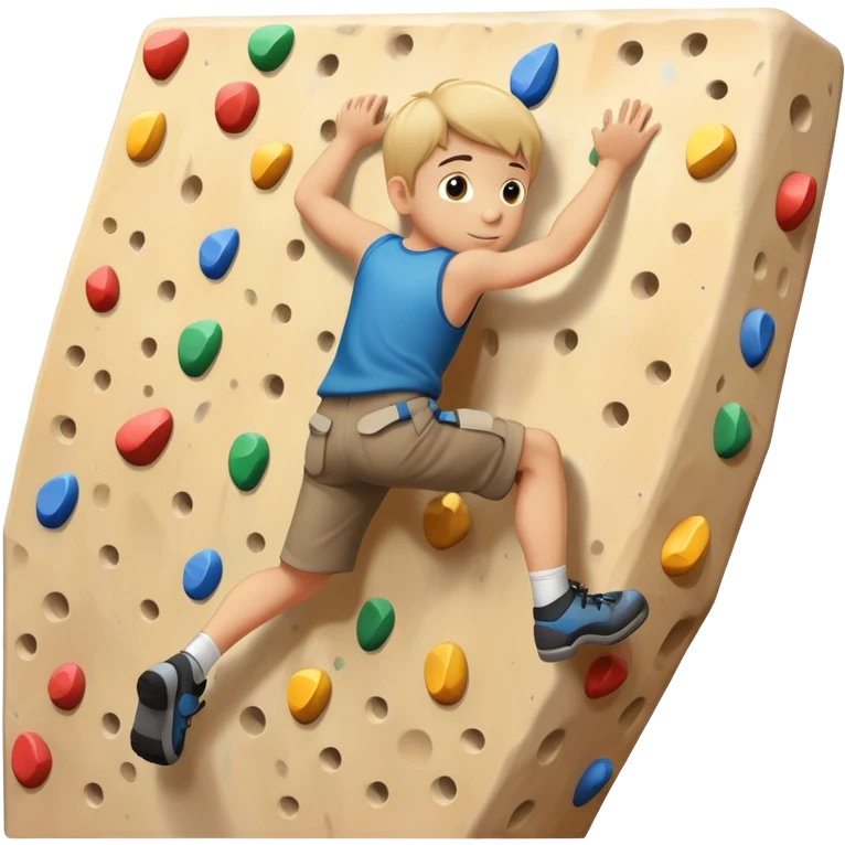 Young boy climbing on climbing wall  emoji