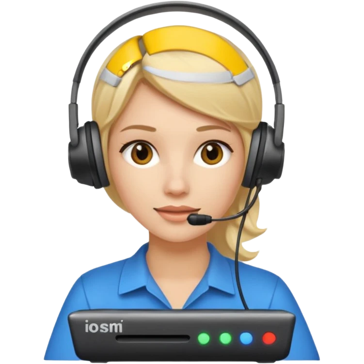 mujer  joven rubia con modem de internet emoji