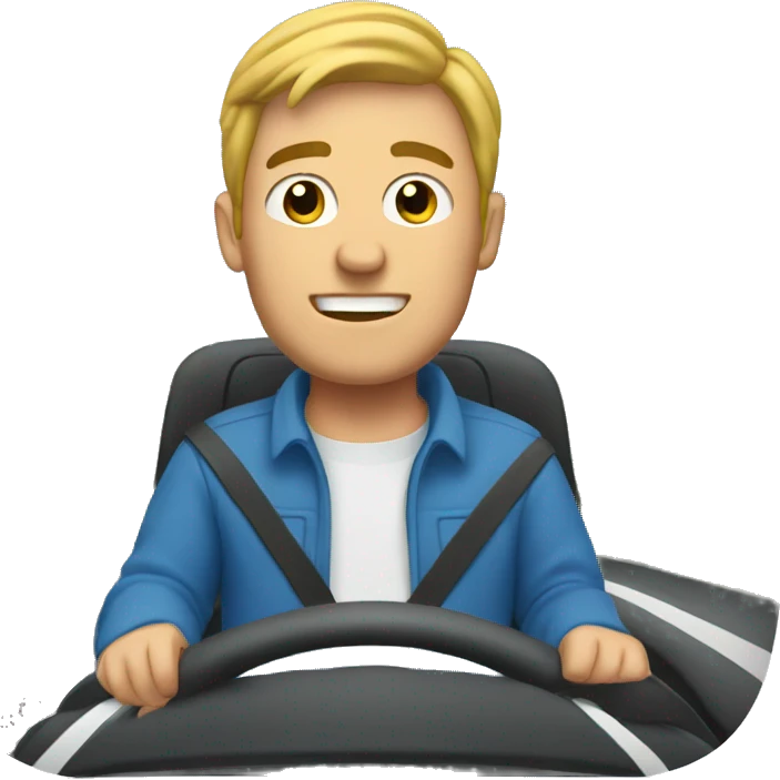 White guy driving to mountains emoji