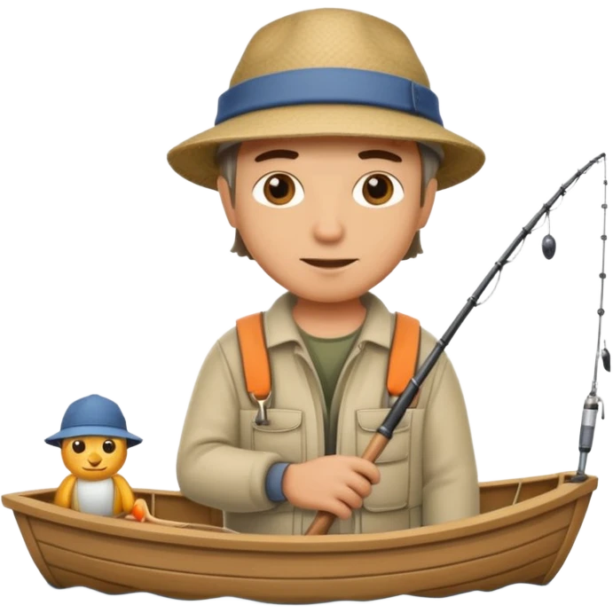 white fisherman in a small boat fishing emoji