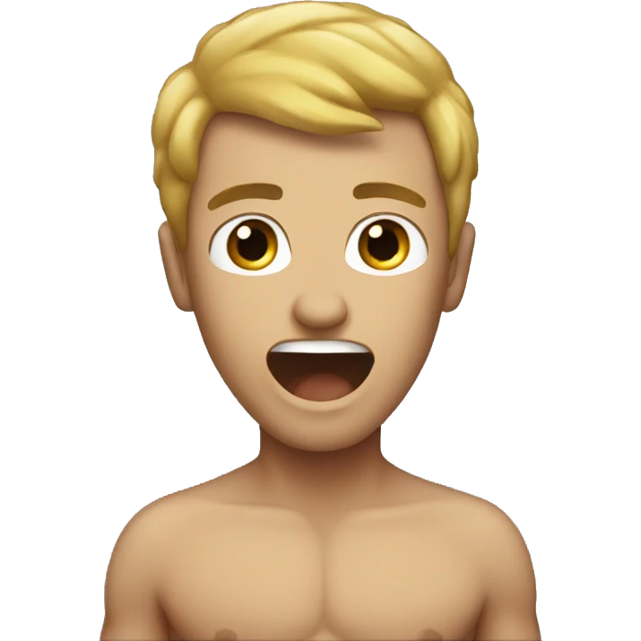 a shirtless guy singing emoji
