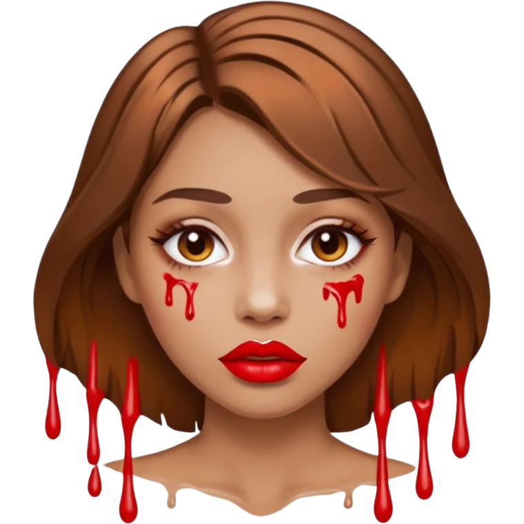 Brown Hair Woman , white paint , drip, face, hot  Sexy, lips emoji