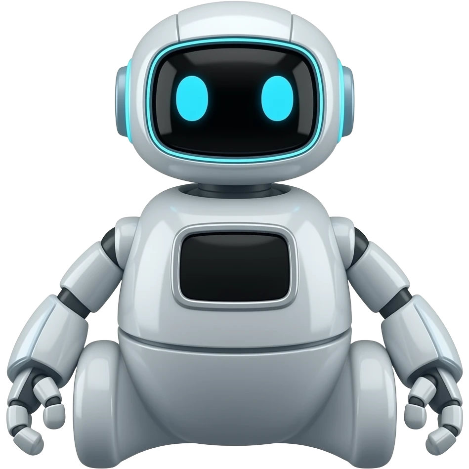 Cute delivery robot with display minimalistic design emoji