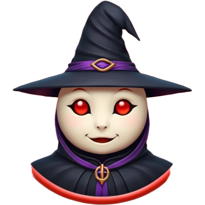 iOS emoji, dark fantasy magic seal, witch symbol, web pattern, red glow, minimal clean style emoji