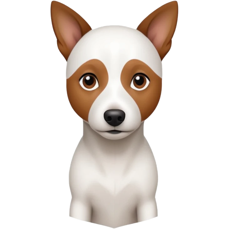 a fully white jack russell the size of a kelpie with a half white face emoji