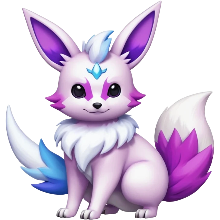 Snowy Shiny White with Violet and Indigo and pink markings Eevee-Zangoose-Pokémon-Digimon-Fakémon-fusion-hybrid-creature emoji