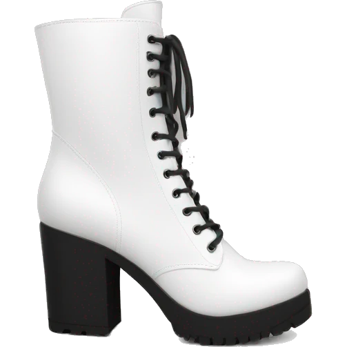 white knee high chunky heel boots emoji