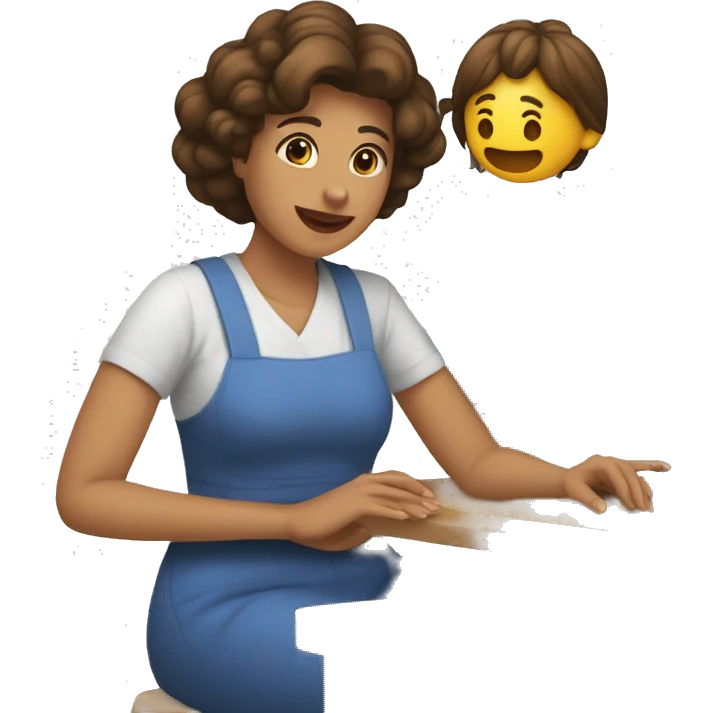 Mulher loira acenando com a mão e sorindo emoji