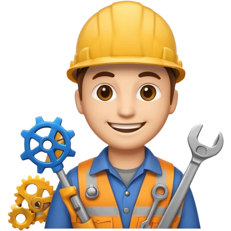 mechanical engineer emoji, with wrench and gear emoji