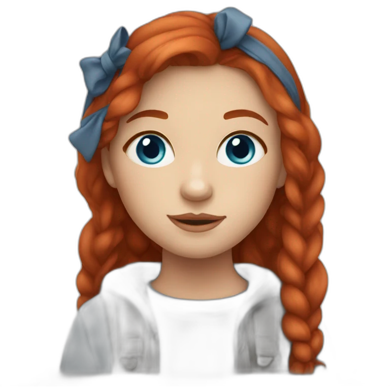 Girl artist with red head and blue eyes emoji