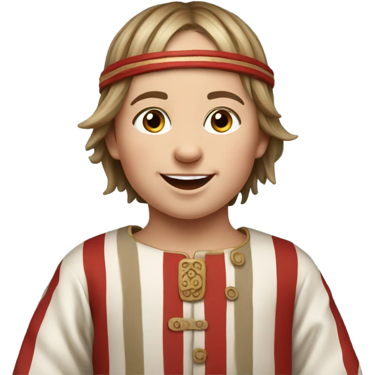 11th century european happy child with horizontal red stripes tunic emoji