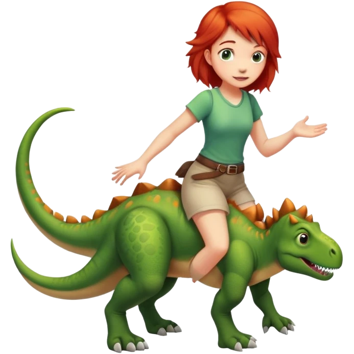Red-haired girl with a dinosaur tail and animal paws instead of hands and feet emoji