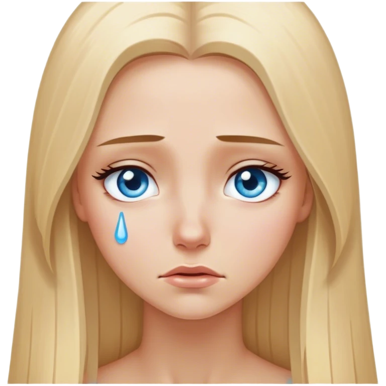 beautiful white girl with long straight blonde hair blue eyes crying  emoji