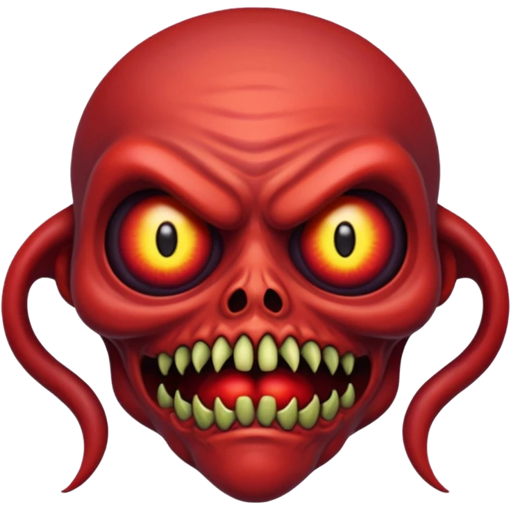 Cursed Crimson Satanic Moon Spooky Eerie Ghostly Spectral Zombiefied Monsterous Creature Face emoji