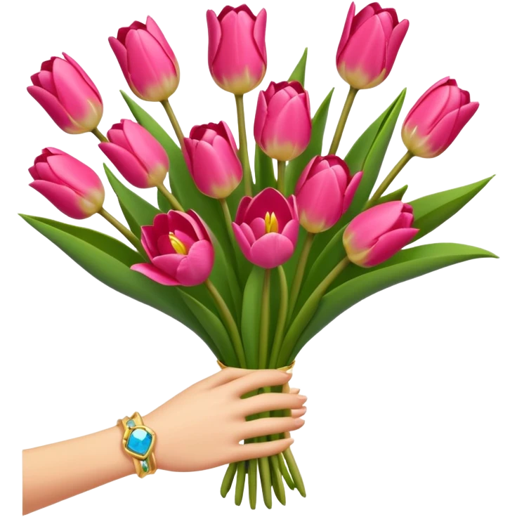 bouquet de tulipes roses, bague posée devant le bouquet emoji