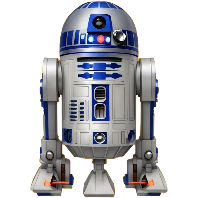 R2D2 surrounded by fire emoji