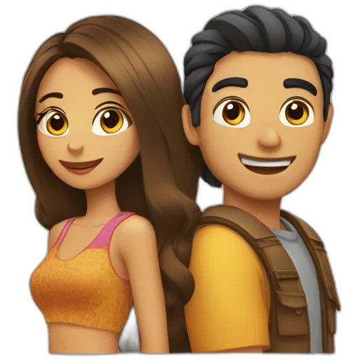 Chico y chica pelo largo emoji