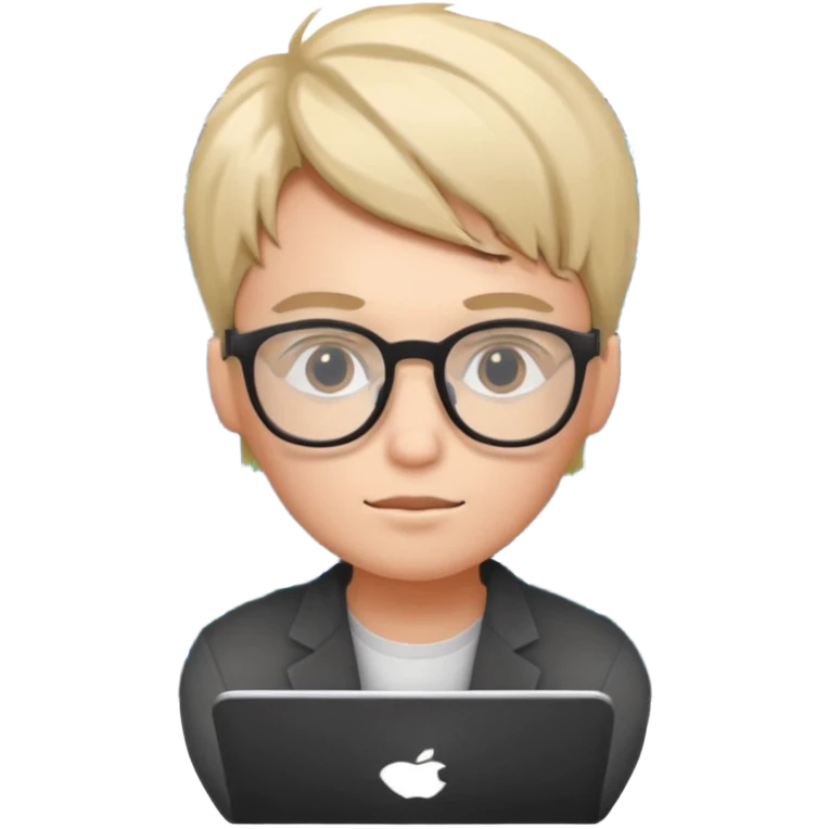 young programmer, thinking, with code symbols emoji