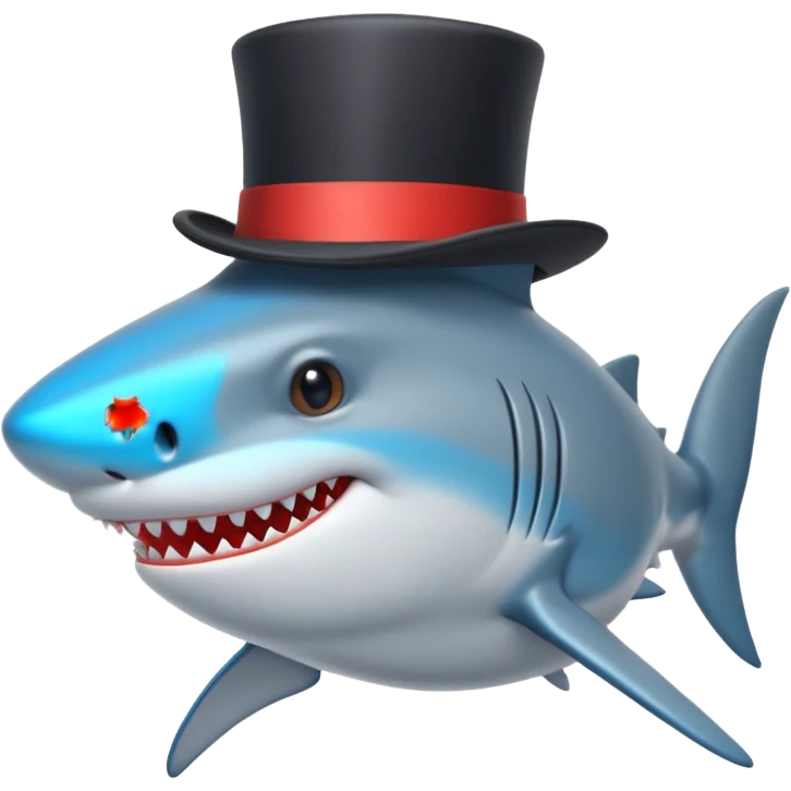 Shark with a top hat emoji