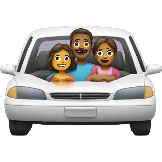 father and mother and a kids in a car emoji