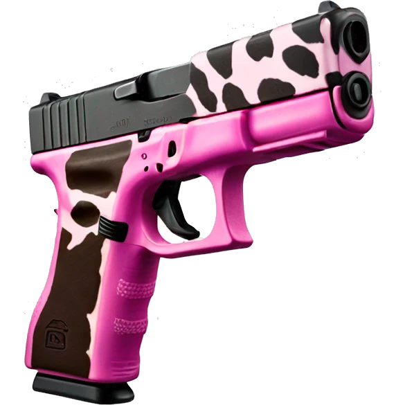 Cow print Glock with pink trigger emoji