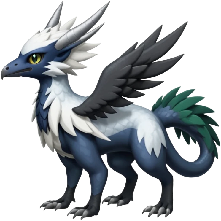 Shiny Black Grey White and Dark-Green Trico-Nargacuga-Silvally-Absol-fusion emoji