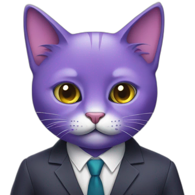 Purple cat in a suit emoji