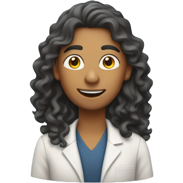 Indian teacher with long curly hair waving emoji