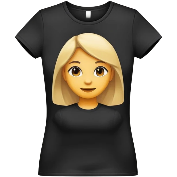 black t-shirt with round neck and short sleeves, women's fitted style, only the clothing item, plain white background emoji