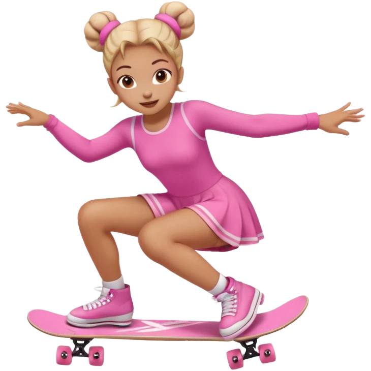 My little pony Cute skater 10 girl with two buns and pink outfit, gliding with playful energy. emoji