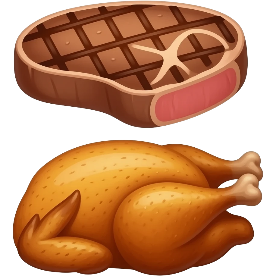 vector flat steak and chicken emoji