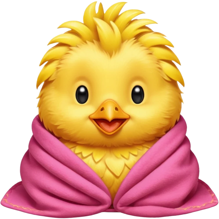 happy smile red chicks in pink blanket emoji
