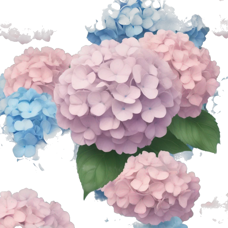 Rococo bouquet of blue and pale pink hydrangeas emoji