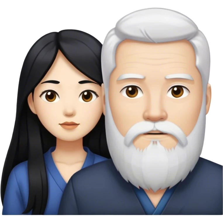 Asian woman with black long hair and white guy white beard and masculine  emoji