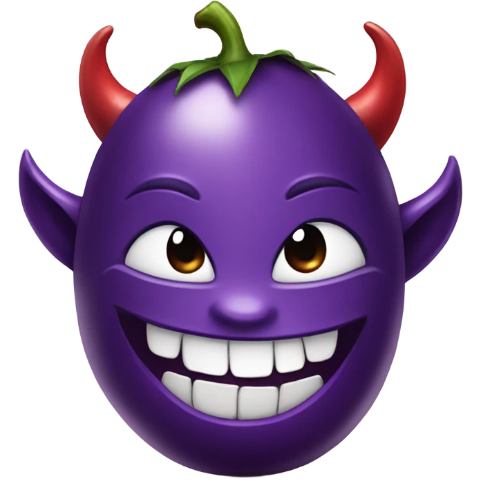 Devil eating eggplant emoji