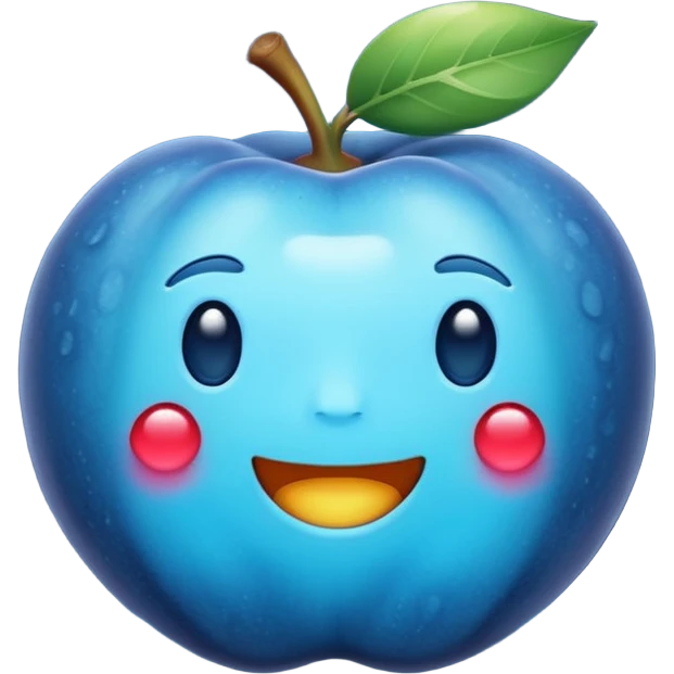  glowing fruit releasing melatonin, calm blue tones, simple emoji style emoji