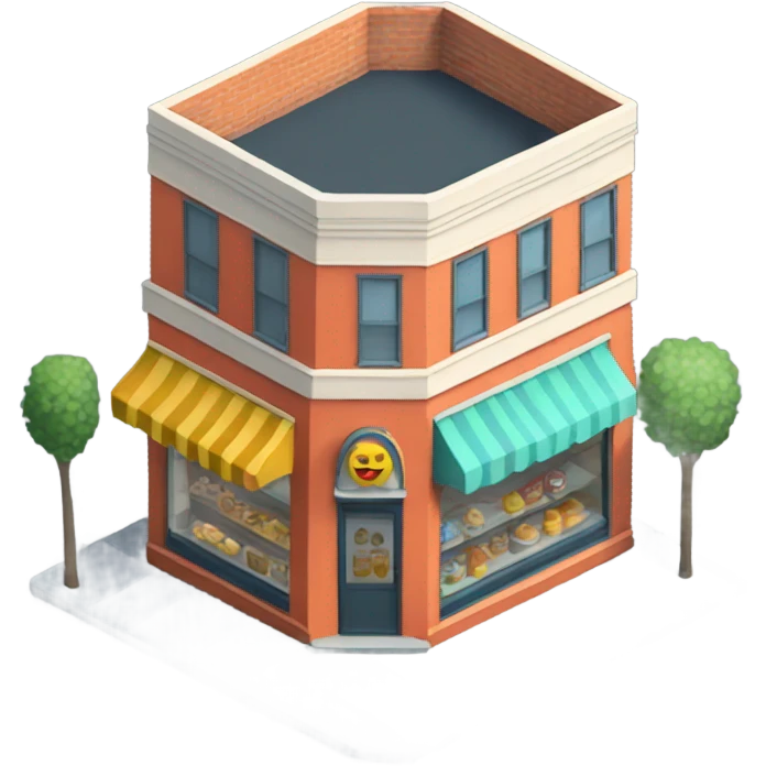 isometric row of shops emoji