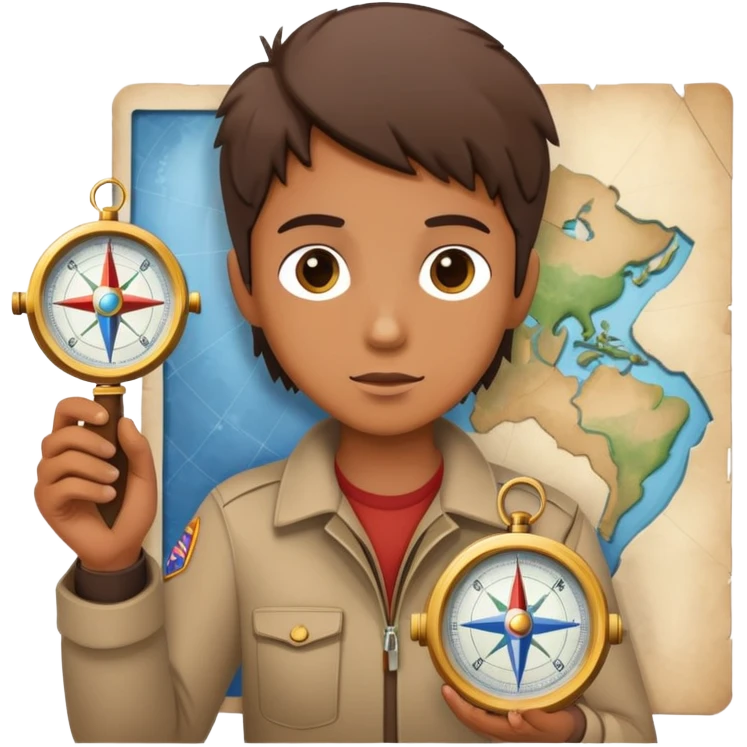 Person with compass focused on star destination, not looking at map emoji