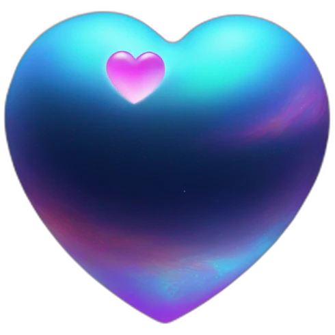 Holographic heart shaped planet emoji