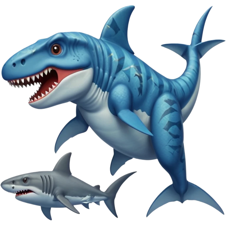 Dinosaur swimming with shark emoji
