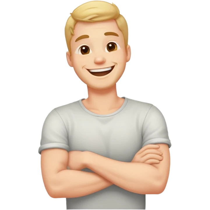arms crossed holding neck laughing guy emoji